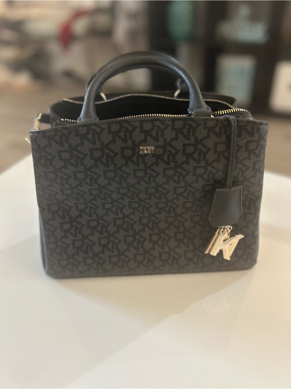 DKNY Black Logo Satchel Bag - Elegant Everyday Tote